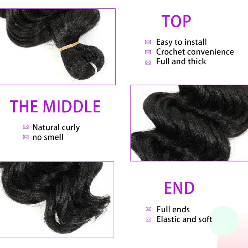 AMELI Ocean Wave Crochet Hair 9In 8packs Deep Wave Crochet Hair Natural Black Synthetic Wavy Curly Braiding For Black Women Hair Extensions 1B - Image 3